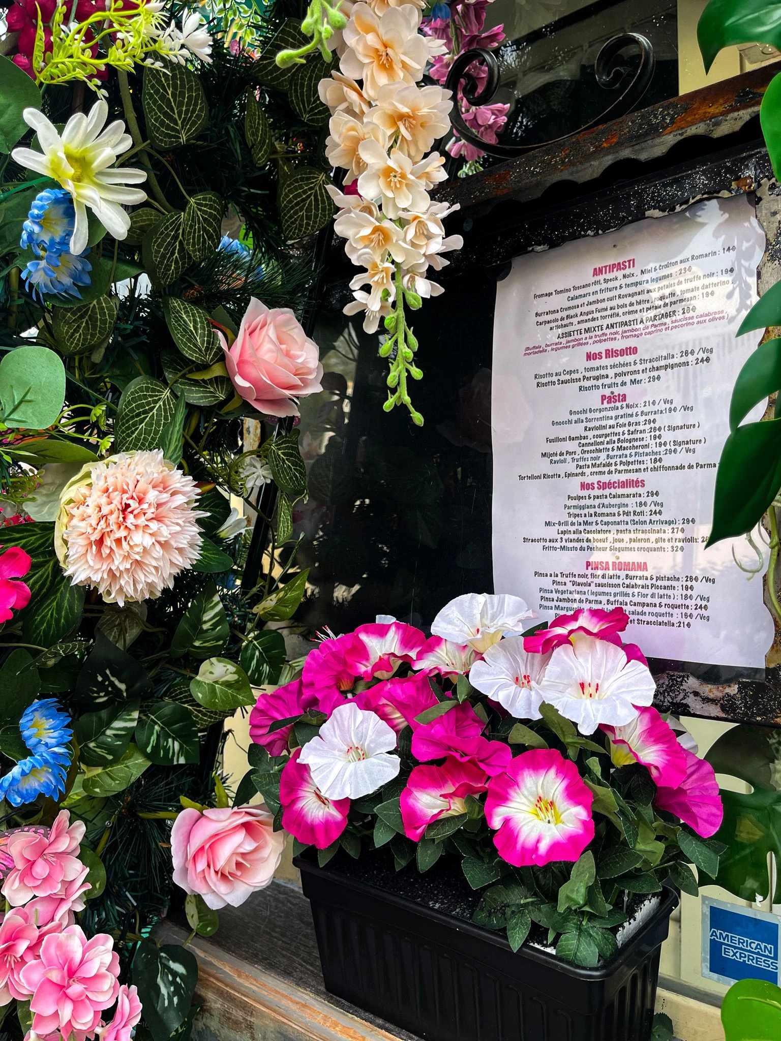 Fleurs menu - Restaurant italien Villeneuve-Loubet - Mamma Maria